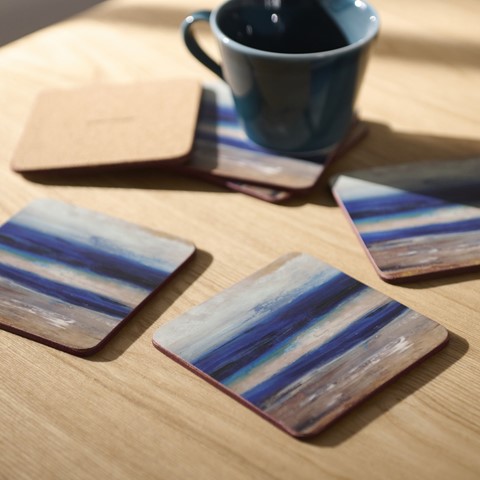 Blue Abstract Set of 6 Coasters