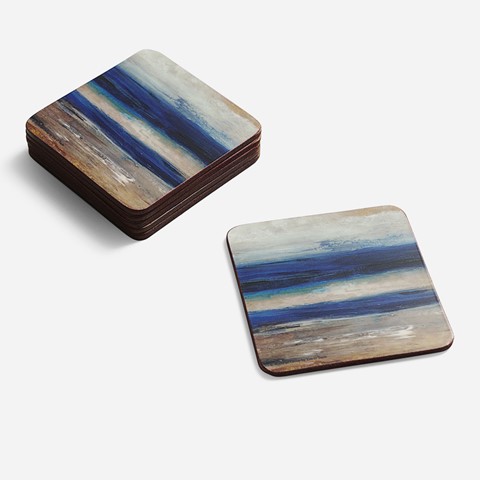 Blue Abstract Set of 6 Coasters
