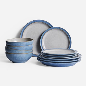 Denby Elements 12 Piece Tableware Set - Blue Image