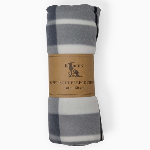 Grey Checked Fleece Blanket