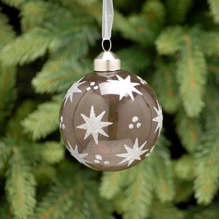 Iridescent Brown With Silver Stars Bauble primary image