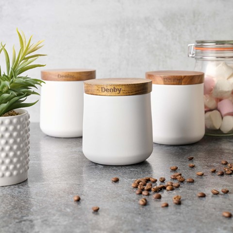 Denby White Storage Canisters Set of 3