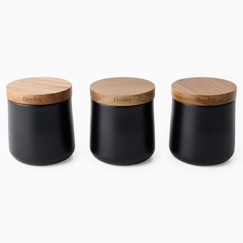 Denby Storage Black Canisters Set Of 3