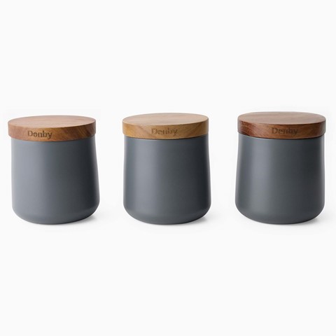 Denby Storage Grey Canisters Set Of 3