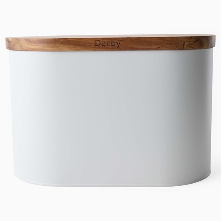 Denby White Bread Bin With Acacia Lid image