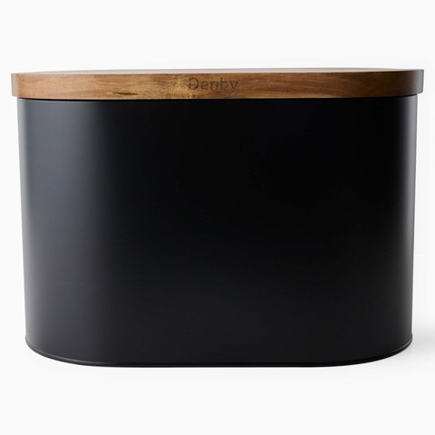 Denby Black Bread Bin With Acacia Lid