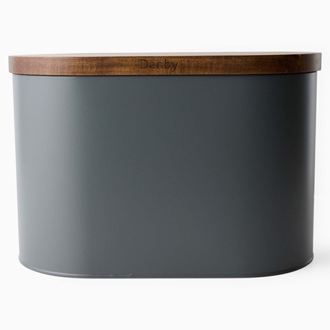 Denby Grey Bread Bin With Acacia Lid