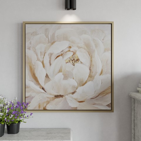 Sterling Home Soft White Floral Framed Canvas