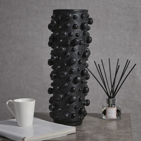 Black Bubble Cylinder Vase primary image