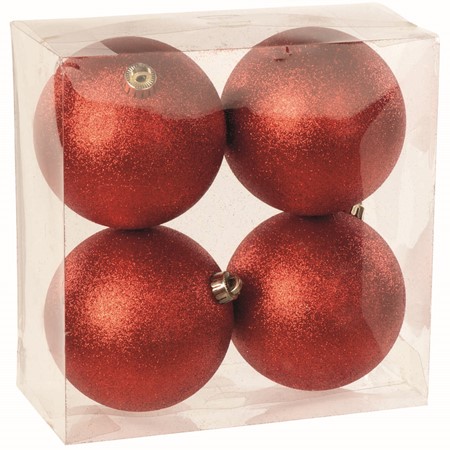 Red Glitter Bauble Set of 4 primary image