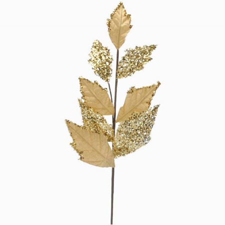 Gold Velvet Leaf Glitter Stem image