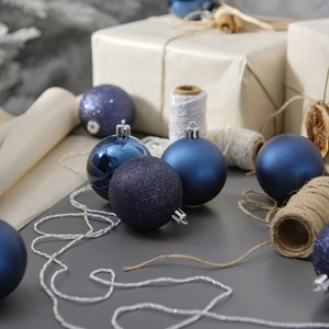 Shatterproof Christmas Baubles, 6cm, Pack of 10 - Night Blue Image