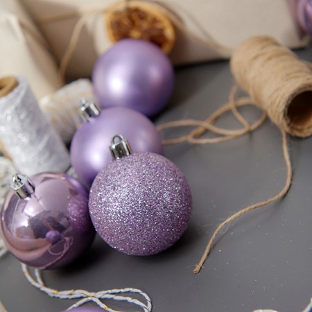 Shatterproof Christmas Baubles, 6cm, Pack of 10 - Heather Purple image