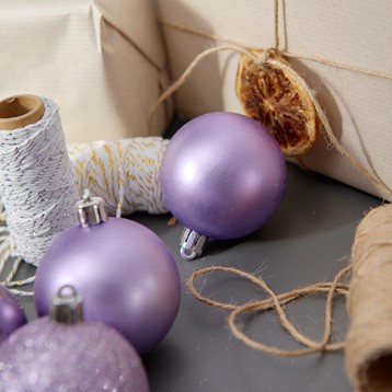 Shatterproof Christmas Baubles, 6cm, Pack of 10 - Heather Purple Image