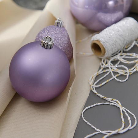 Shatterproof Christmas Baubles, Mixed Size, Pack of 26 - Heather Purple image