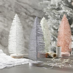 Mini Glitter Bottle Brush Christmas Tree - Silver Image