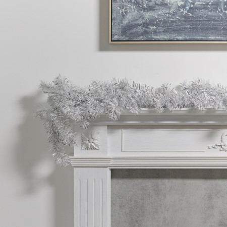 Silver and White Tinsel Christmas Garland primary image
