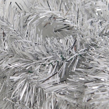 Silver and White Tinsel Christmas Garland image