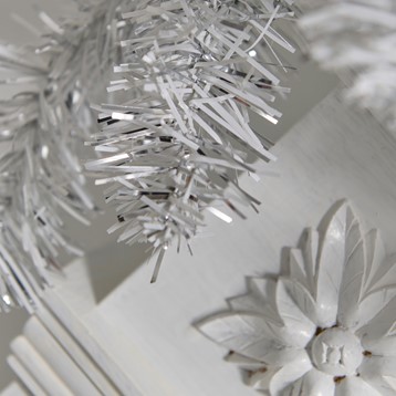 Silver and White Tinsel Christmas Garland Image