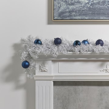 Silver and White Tinsel Christmas Garland Image