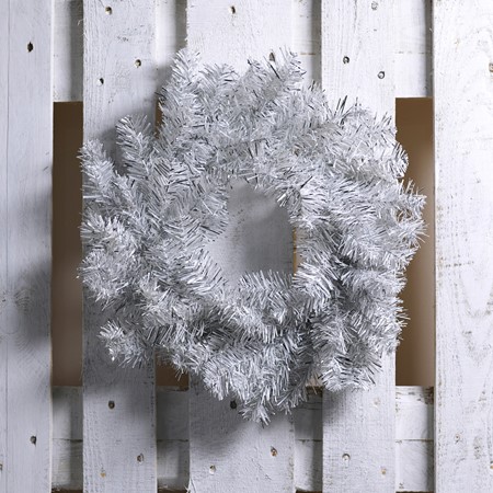 Silver and White Tinsel Christmas Wreath primary image