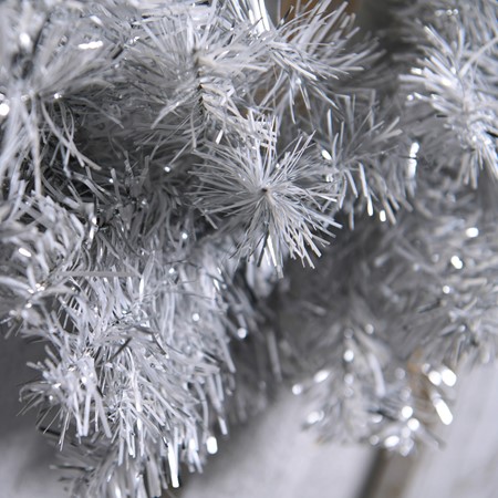 Silver and White Tinsel Christmas Wreath image