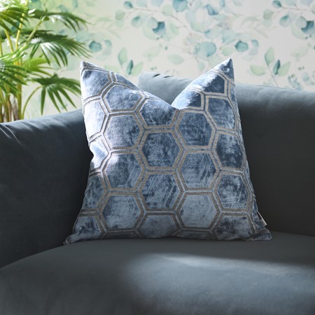 Ivor Blue Velvet Cushion primary image