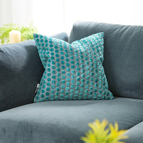 Jorvik Teal Velvet Cushion