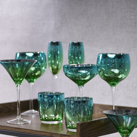 Peacock Champagne Flutes - Set of 2