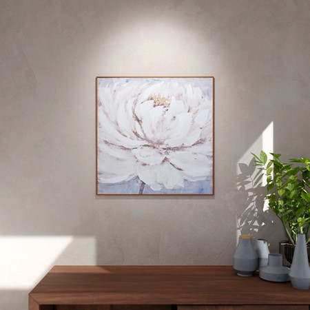 White Floral Framed Canvas  primary image