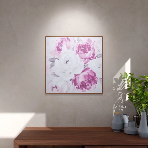 Pink Blooms Framed Canvas