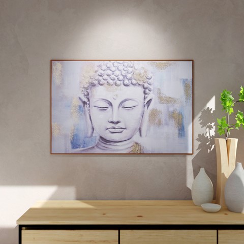 Buddha Blue Framed Canvas