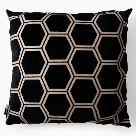 Ivor Black & Champagne Velvet Cushion image