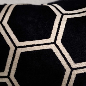 Ivor Black & Champagne Velvet Cushion Image