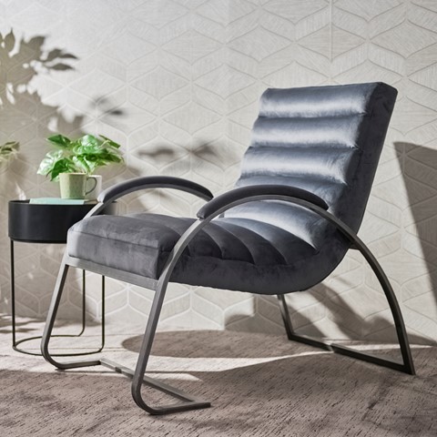 Grey & Silver Ribbed Arc Chair