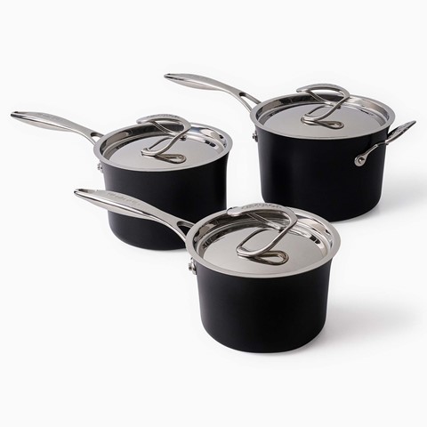 Circulon Style Hard Anodised 3 Piece Pan Set with Lids