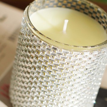 Large Silver Diamante Candle Image