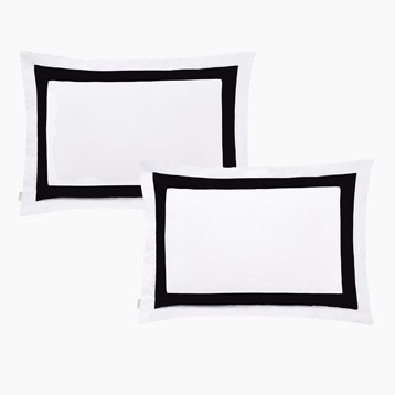Bianca Tailored Border Oxford Pillowcase - White & Black Image
