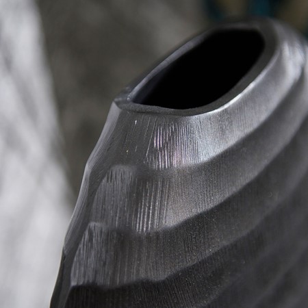 Ripples Graphite Aluminium Elliptical Vase - Small image