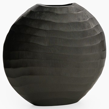 Ripples Graphite Aluminium Elliptical Vase - Small Image