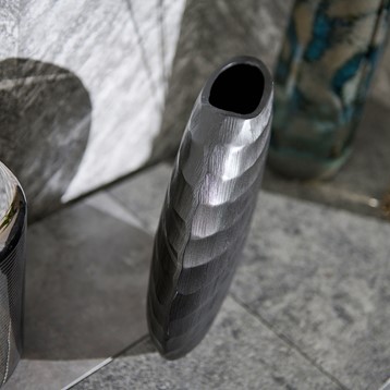 Ripples Graphite Aluminium Elliptical Vase - Small Image