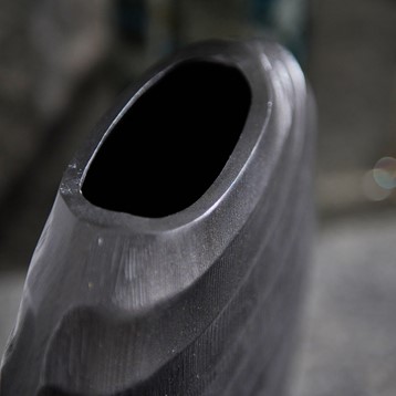 Ripples Graphite Aluminium Elliptical Vase - Small Image
