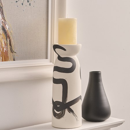 Black & Cream Ceramic Candle Holder primary image