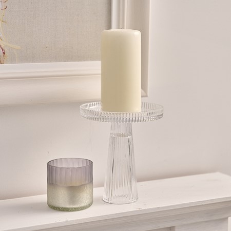 Ribbed Glass Candle Stand primary image