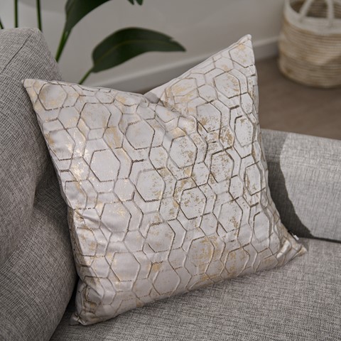 Matt Silver Velvet Geo Cushion