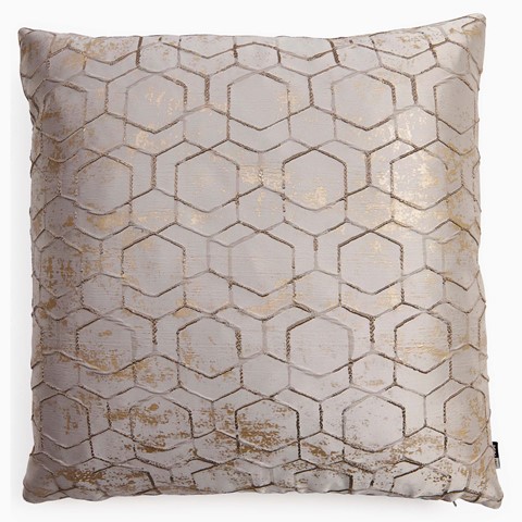 Matt Silver Velvet Geo Cushion