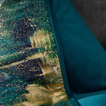 Printed Emerald Foil Cushion - Teal Image