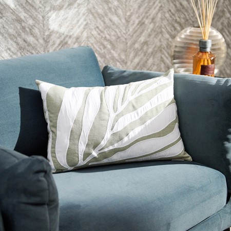 Voyage Limestone Bamboo Applique Bolster Cushion primary image