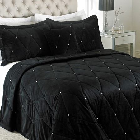 Riva Paoletti Diamante Embellished Quilted Bedspread - Black primary image