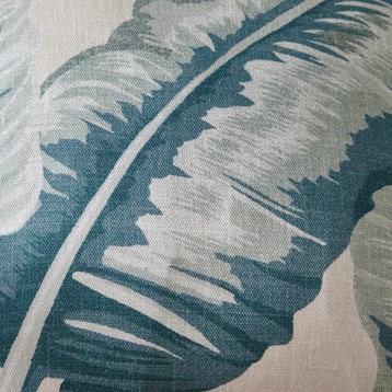 Fushion Cadiz Palm Printed Fringe Cushion - Teal Image